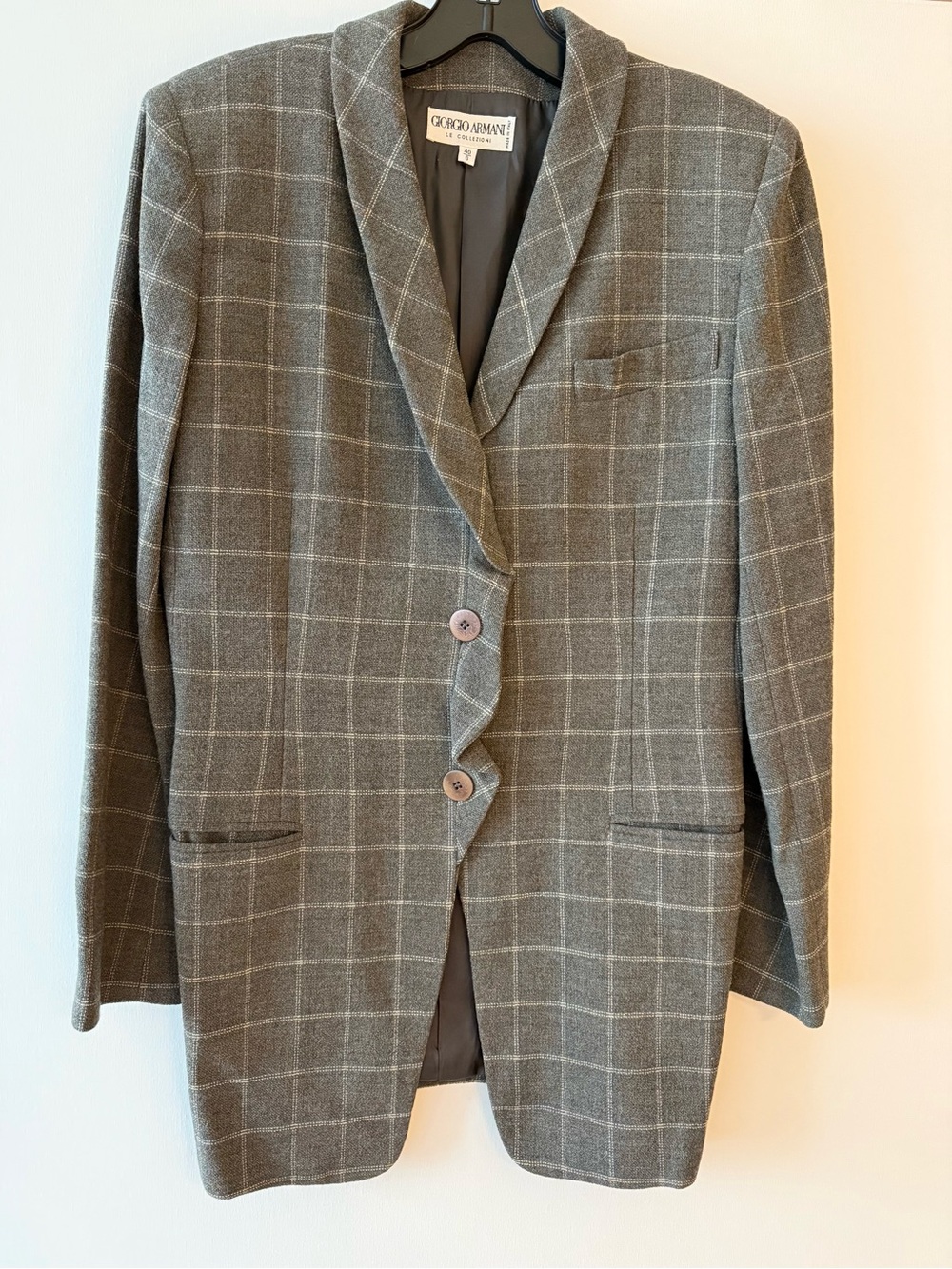Giorgio Armani Gray Windowpane Wool Sport Coat
